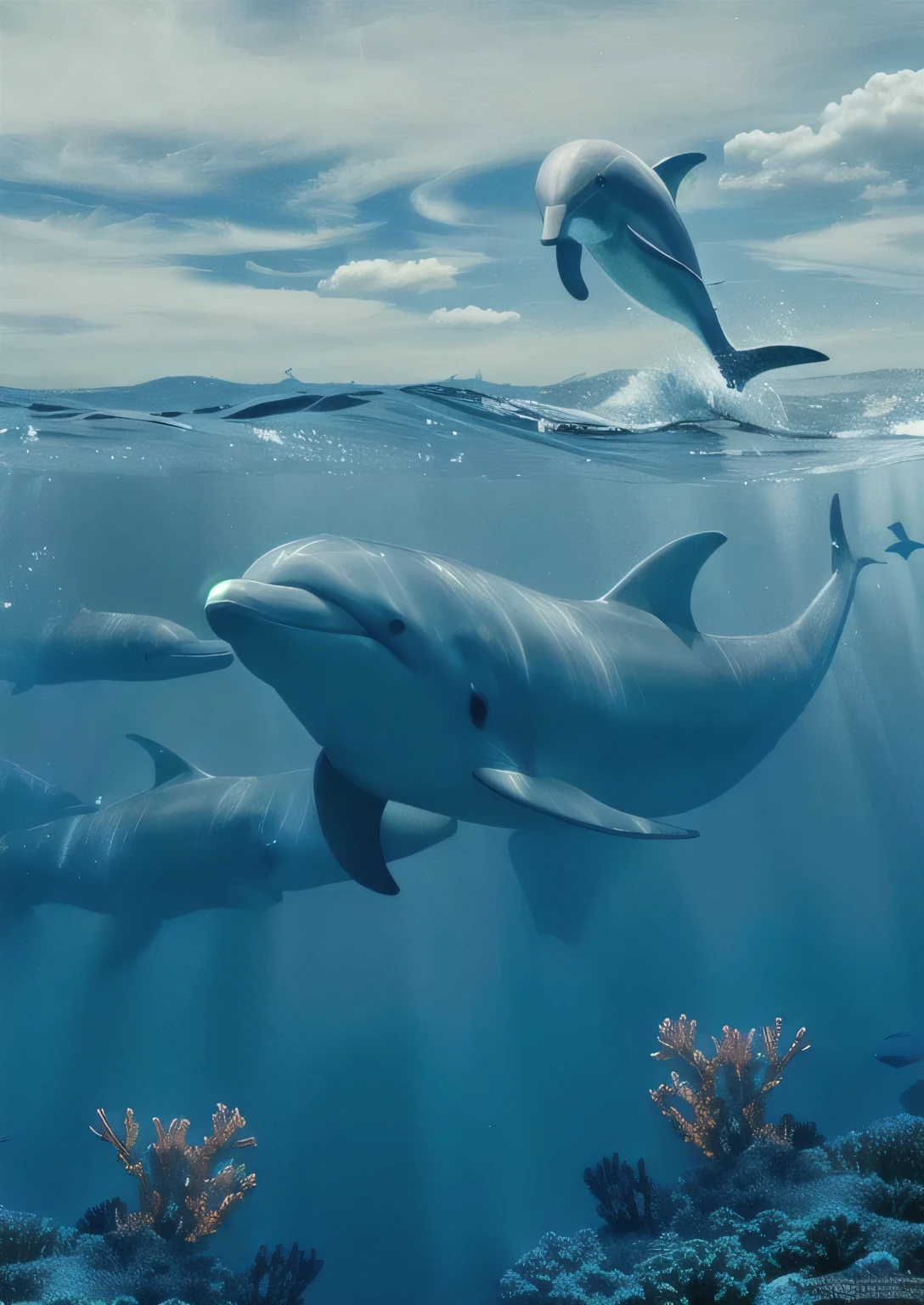 Dolphin coral , HD Wallpapers, dolphins jumping, Dolphins and swordfish, High quality desktop wallpaper, High quality wallpapers, Beautiful wallpapers, author:Kurt Rosch, beautiful picture, Amazing wallpapers, desktop background, 4 k HD Wallpapers very detailed, High quality wallpaper, very beautiful picture