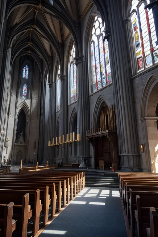 Interior of a medieval French church、god々Surrounded by bright light、聖カタリナと聖ミカエルからのgodの声を聞く若いジャンヌ・ダルク。彼女の顔には決意とgod聖な光が輝いている。