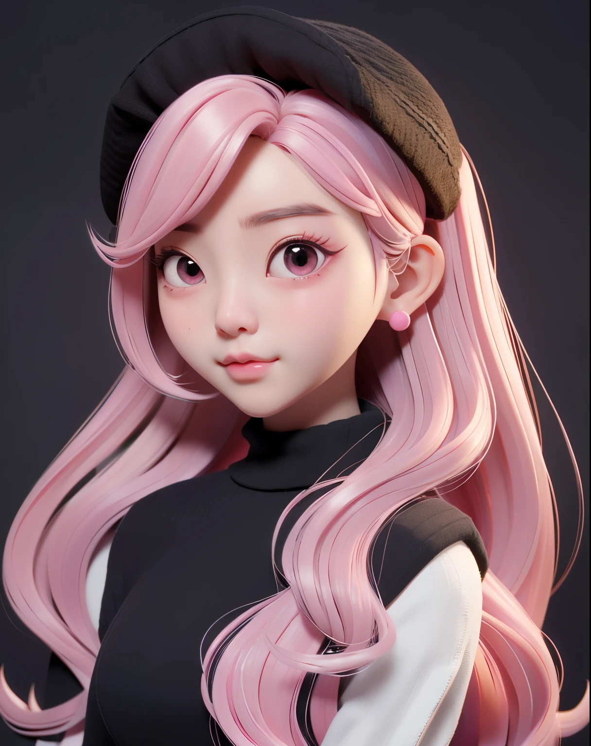 arafed asian woman with long pink hair and black sweater posing for a picture, ruan cute vtuber, girl cute-fine-face, 🤤 girl portrait, young cute wan asian face, young and cute girl, with cute - fine - face, ulzzang, dilraba dilmurat, she has a cute face, cute kawaii girl