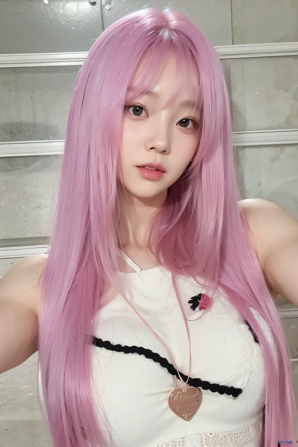 Jang Wonyoung, sexy girl, beautiful girl, idol, pink hair, big tits, beautiful body