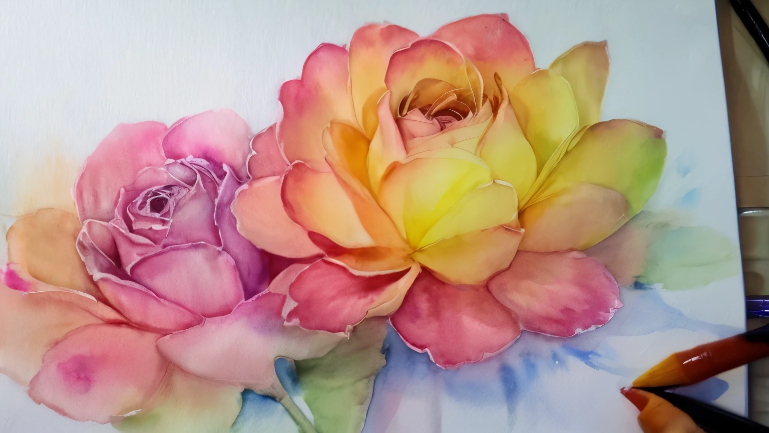 Make the drawing brightly colored watercolor, 4K