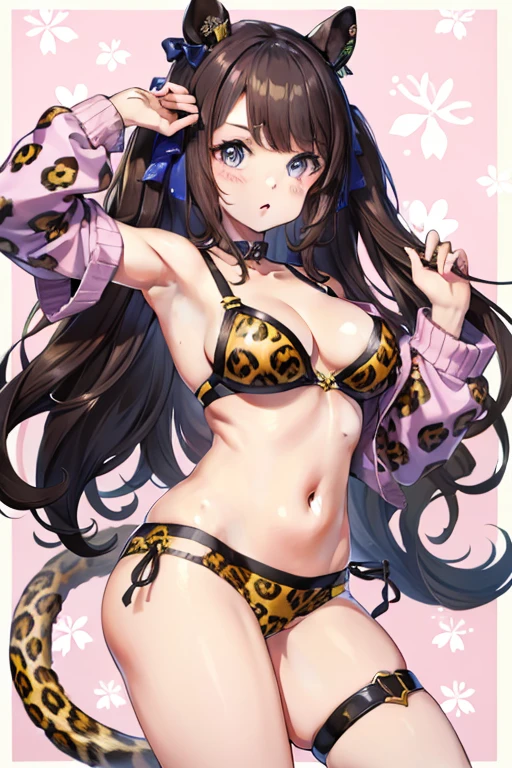 tosen jordan \(umamusume\), leopard pattern bra, leopard pattern panties