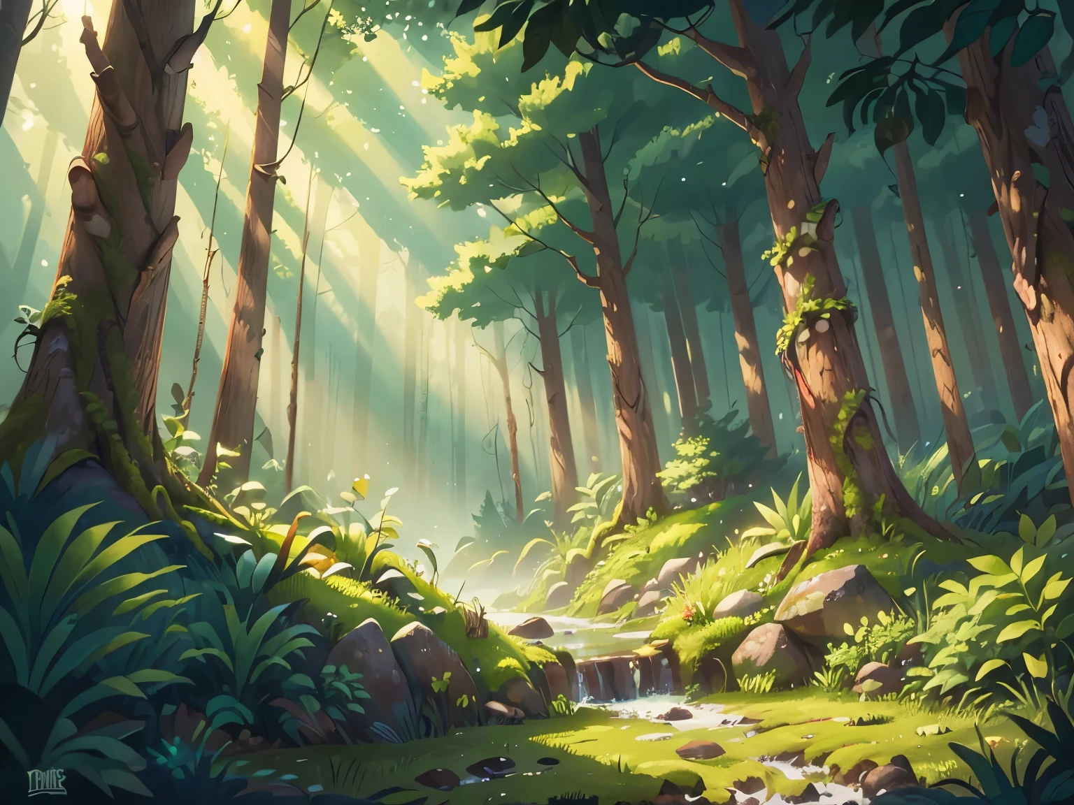 there is a picture of a forest with a fire hydrant in it, forest backdrop, forest environment, realistic wood swamp, digital detailed environment, fantasy forest environment, wooded environment, magical forest backround, sunlit forest environment, forest setting, scene inside forest, detailed forest, dense lush forest at night, dense forest, highly detailed environment, jungle environment