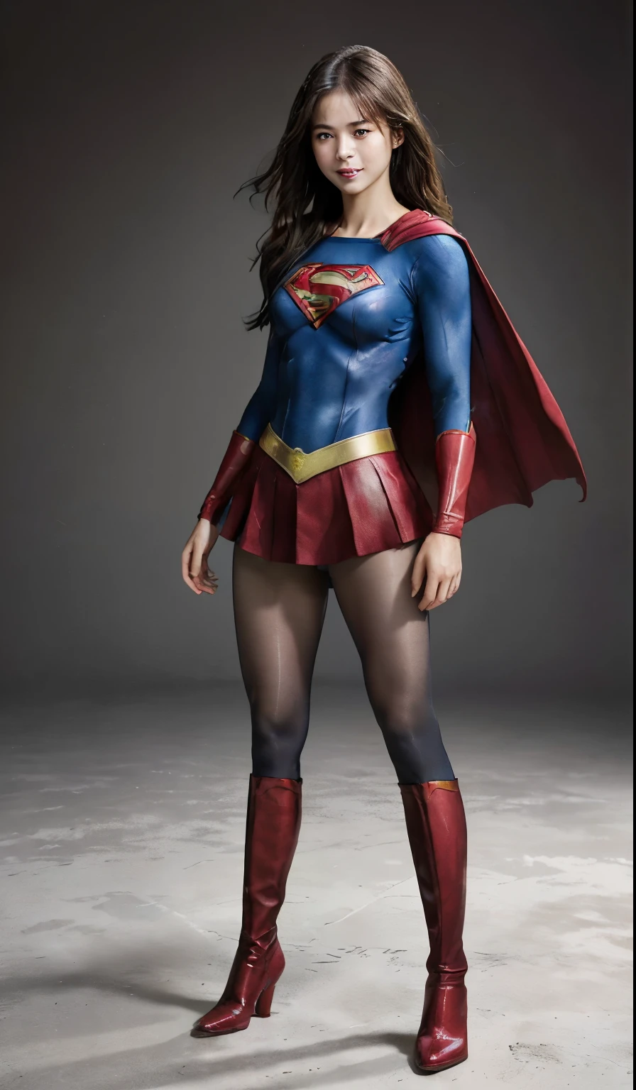 No background、(((Beautiful legs in black tights.)))、(((Legally express the beauty of your smile)))、((((Make the most of your original images)))、(((Supergirl Costume)))、(((Beautiful Hair)))、(((suffering)))、(((Please wear black tights....、Wear red boots)))、((Best image quality、8k))、((highest quality、8k、masterpiece:1.3))、(((Preserve background )))、Sharp focus:1.2、Beautiful woman with perfect figure:1.4、Slim Abs:1.2、Wet body:1.5、Highly detailed face and skin texture、8k