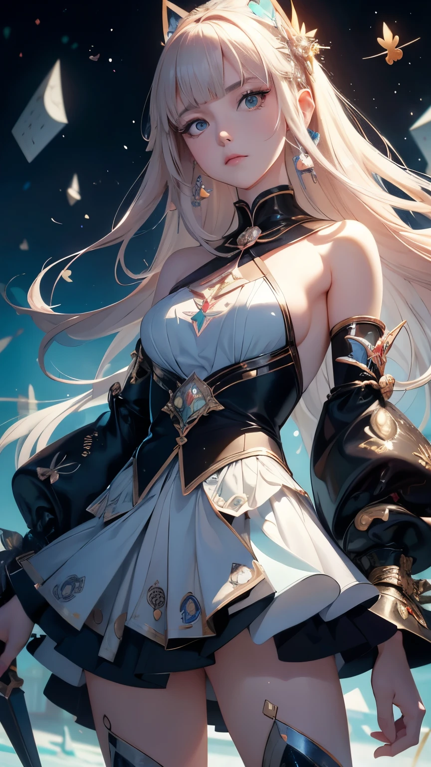 ((best quality)), ((masterpiece)), (detailed), 完美Body，best quality, masterpiece, High resolution, 1 Girl,blush,(Charming smile:0.8),Star-shaped pupil,Dress,Hair accessories,necklace, Jewelry,Pretty Face,Above_Body, ，Full breasts，Complete，Tyndall effect,Reality, Dark Studio, Edge lighting, Two-tone lighting,(High Detail Skin:1.2), 8K uhd, Digital SLR Camera,Wide Angle，Third person perspective，Full body shot， soft light, high quality, Volumetric Lighting, frank, photo, high resolution, 4k, 8K, Bokeh,huge ,Wide hips,(National Foundation:0.6),