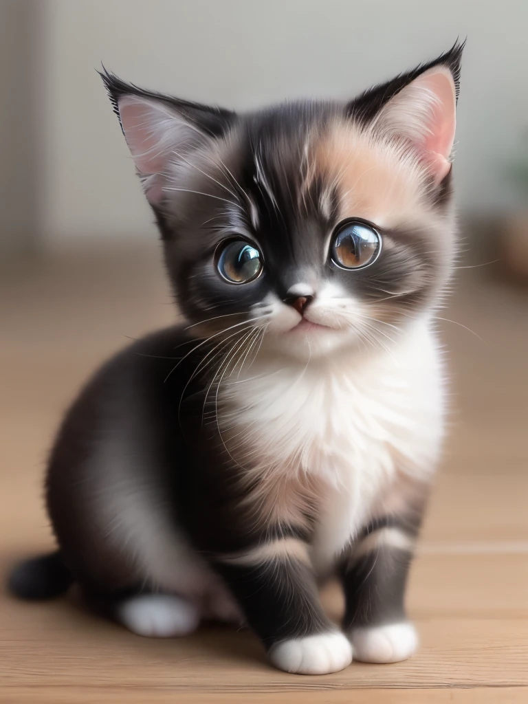 (highest quality,4K,8k,High resolution,masterpiece:1.2),Super detailed,(Realistic,Realistic,Photorealistic:1.37),Northern,South,Diverse landscapes,Natural Beauty,Cute black and white siamese kitten,Lots of white、Black nose、Art Gallery、Very small kitten、Random Pause