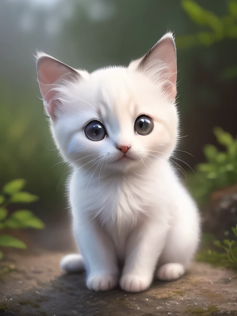 (highest quality,4K,8k,High resolution,masterpiece:1.2),Super detailed,(Realistic,Realistic,Photorealistic:1.37),Northern,South,Diverse landscapes,Natural Beauty,Cute black and white siamese kitten,Lots of white、Black nose、Art Gallery、Very small kitten、Random Pause