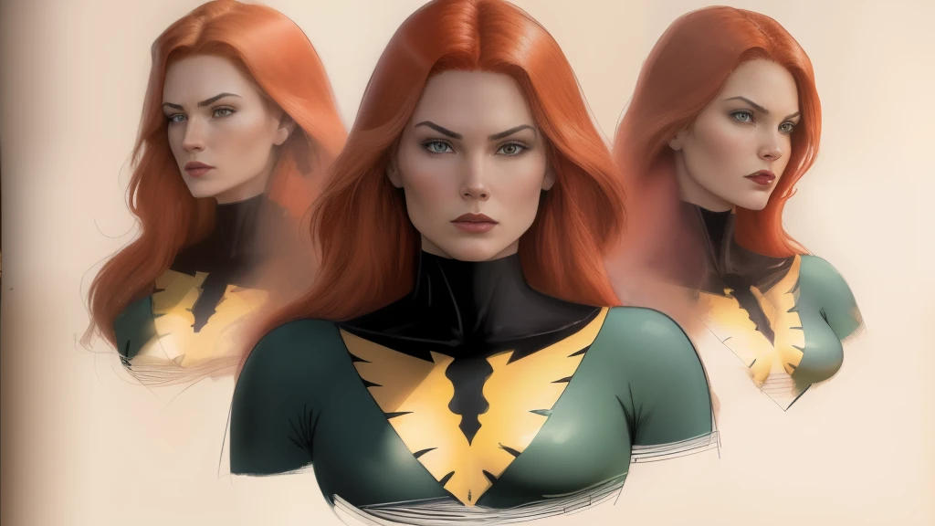 color photo of: a vintage anatomy detailed sketch of Jean Grey, the iconic mutant from X-Men, meticulously illustrating the intricate workings of her physiology in a vintage style that exudes a sense of nostalgia and historical charm. The sketch showcases Jean Grey's anatomy with detailed precision, capturing the essence of her mutant abilities in a visually captivating manner.

color photo of: a vintage-inspired anatomy sketch of Jean Grey, the enigmatic mutant from X-Men, intricately depicting her physiological structure and mutant powers.

the sketch, reminiscent of classic scientific illustrations, showcases Jean Grey's anatomy with meticulous attention to detail, highlighting the intricate networks of her telepathic and telekinetic abilities.

each line and curve in the sketch, carefully executed, brings to life the complexity of Jean Grey's mutant physiology, from the neural pathways of her mind to the energy flow within her body.

the vintage style of the sketch, with its sepia tones and delicate shading, adds an air of nostalgia and reverence to the portrayal of Jean Grey's anatomy, as if it were a treasured scientific artifact.

the sketch captures Jean Grey's features, such as her piercing eyes and fiery red hair, with a level of authenticity that transports the viewer back in time, evoking a sense of curiosity and wonder.

the level of detail in the sketch, from the intricacies of Jean Grey's skeletal structure to the subtle nuances of her muscular system, invites observers to explore the depth and complexity of her mutant abilities.

inspired by the meticulous anatomical drawings of historical artists, the vintage anatomy sketch of Jean Grey pays homage to their dedication to capturing the beauty and intricacy of the human form.
