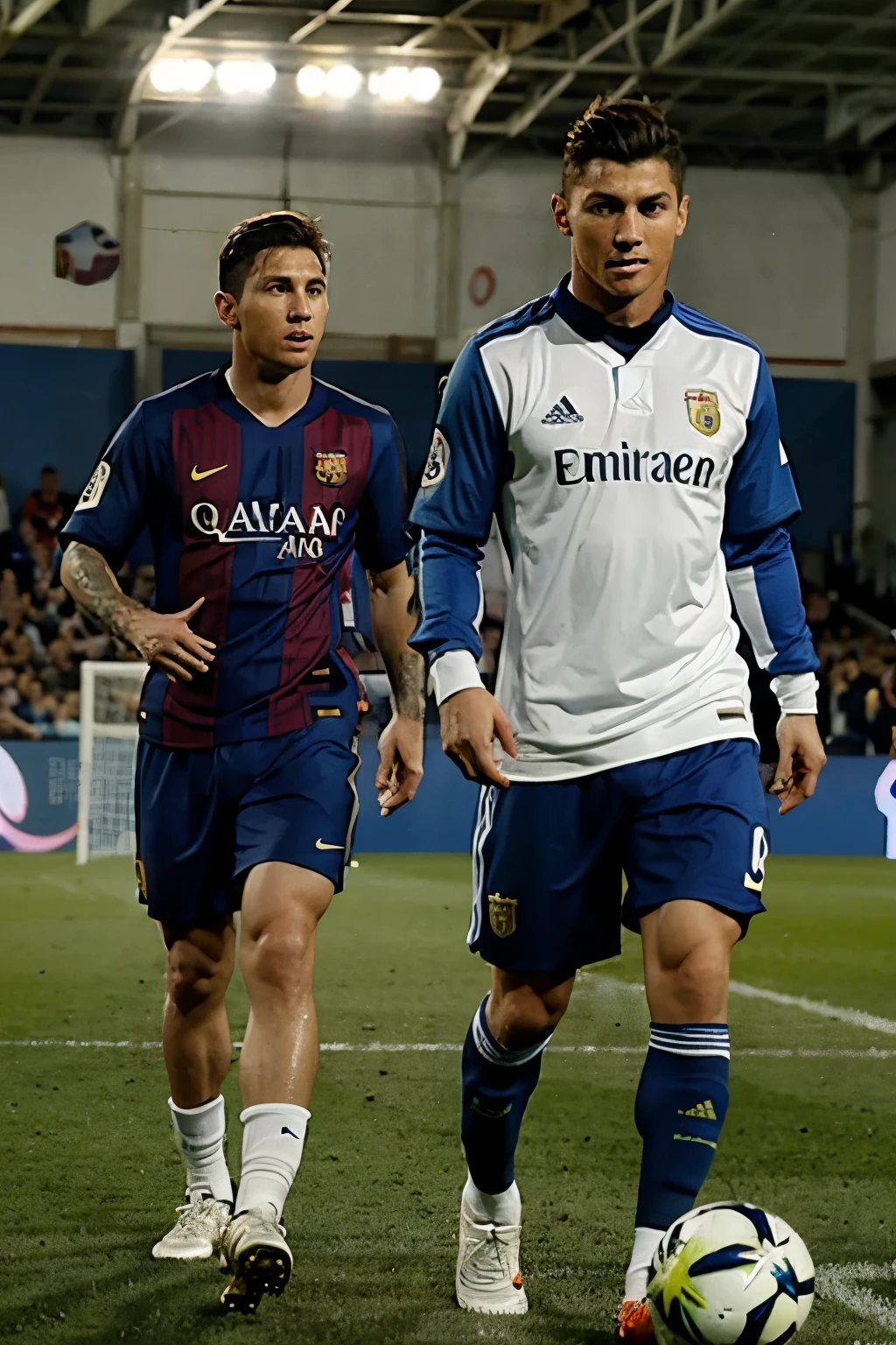Messi y cristiano besandose