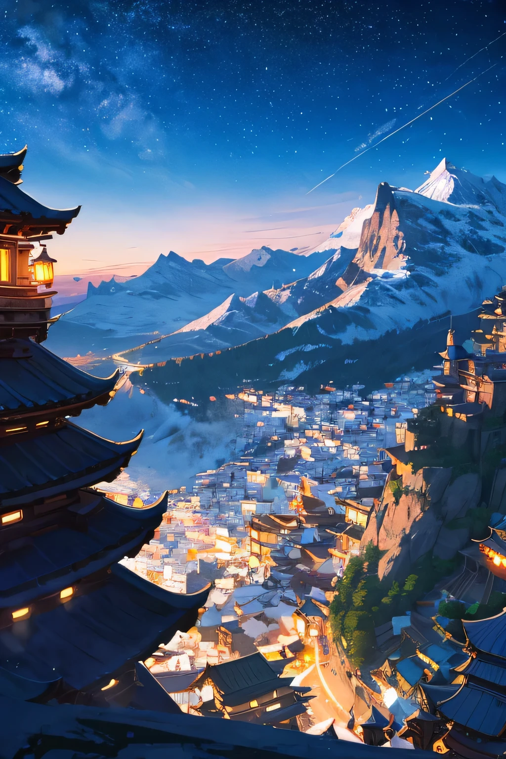 night scene、night、Magic Hour、Looking up、mountainilky way
