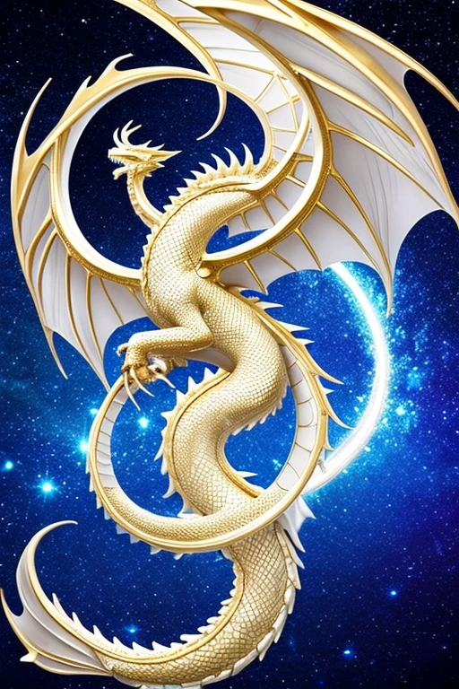 White、dragon、dragongod、god々Comfort and ease、White and gold light dancing、Highest quality、Glowing scales
