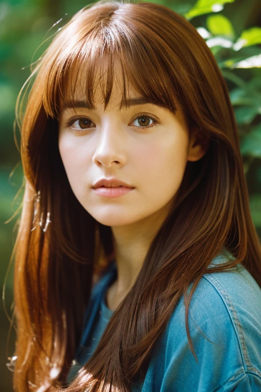 arafed woman with red brown hair, hyper realistic film photography,