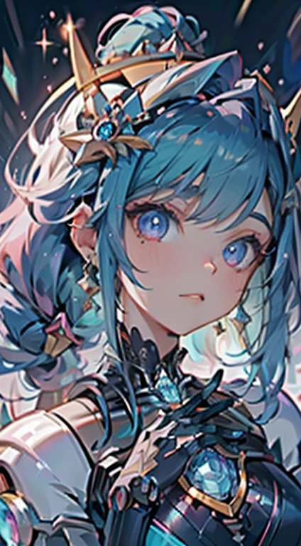 Melhor qualidade，obra-prima，Final Resolution，Suave，extremamente colorido，De cor，Princesa sereia，(D.Ele vai para Overwatch com seu terno azul original:1.4)，Medias de tirantes negras，Android estrelado!,8K mais detalhado.motor irreal:1.4,UHD,La Melhor qualidade:1.4, fotorrealista:1.4, textura da pele:1.4, Obra-prima:1.8,obra-prima, Melhor qualidade,objeto Objeto], (detailed facial features:1.3),(Laboratorio Robotizado azul:1.4),(cabelo rosa longo:1.4),（Beautiful and detailed description of the eyes）,(hands:1.4)