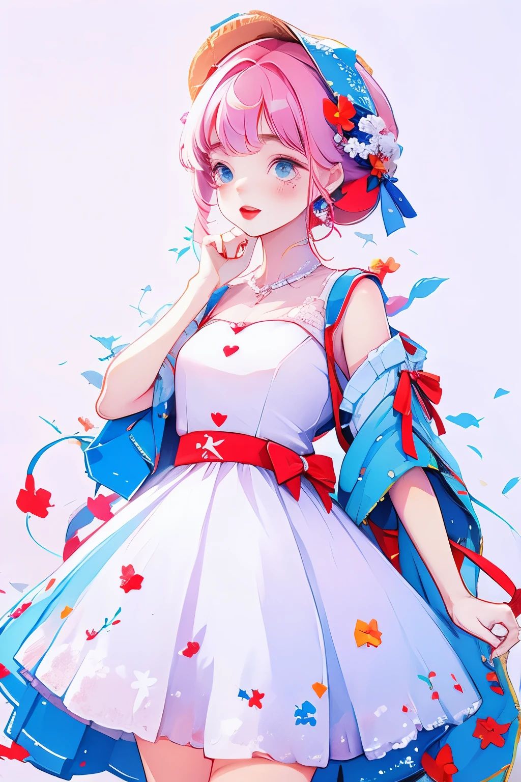 color,1 Girl, Cute white dress