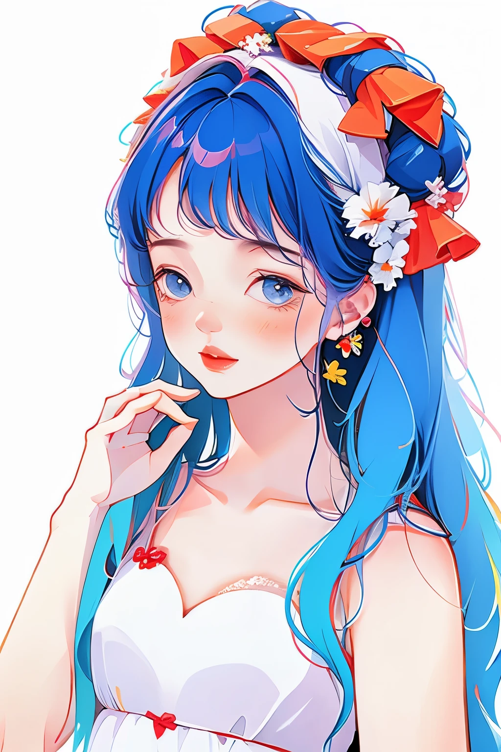 color,1 Girl, Cute white dress