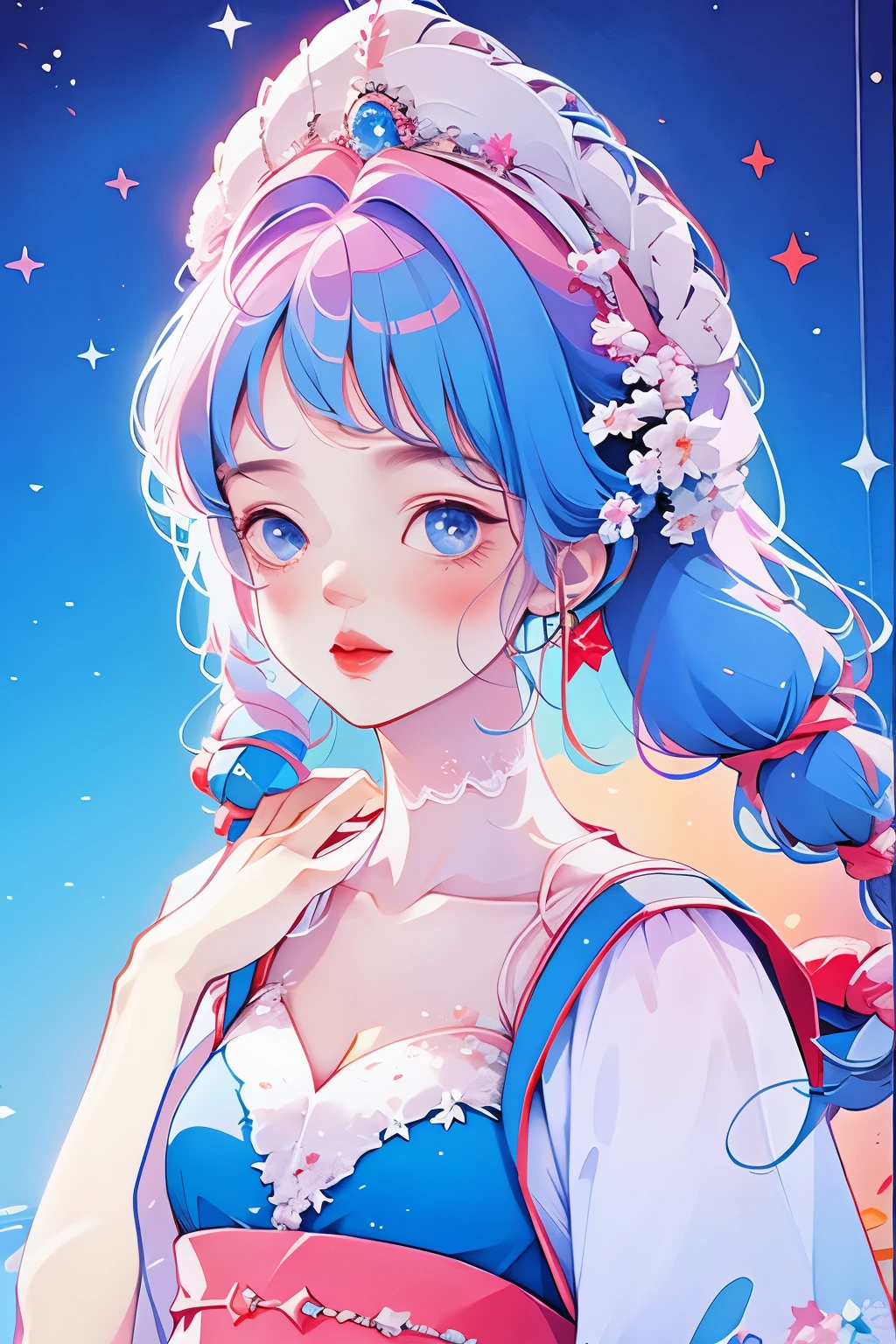 color,1 Girl, Cute dress,White princess dress