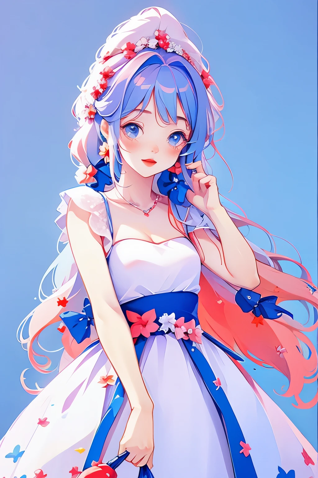 color,1 Girl, Cute dress,White princess dress