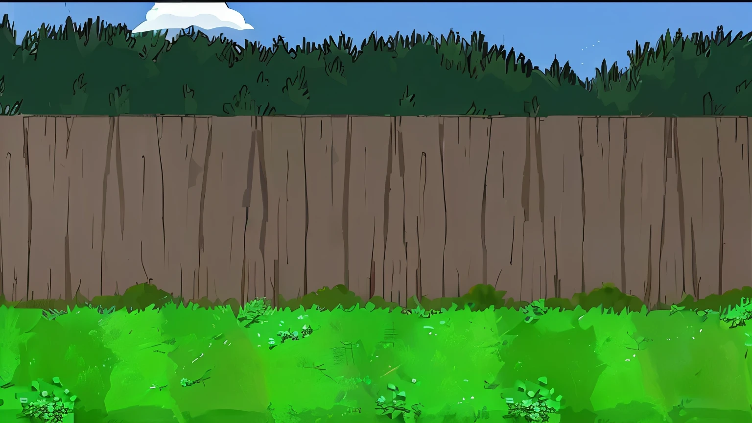 cartoon of a fence with a bird flying over it, random background scene, 2d game background, 2 d game art background, background art, garden background, some trees in the background, background environment. 8 k, 2 d texture, 2d texture, fence, epic background, field background, anime background, trees in the background, wall wood fortress