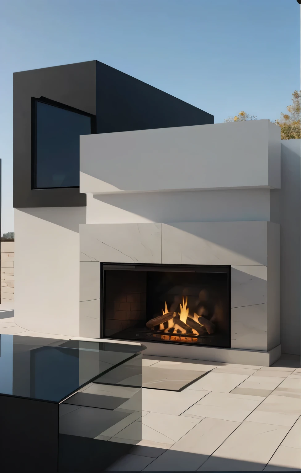 Professional 3d architecture rendering design of modern and minimal fireplace