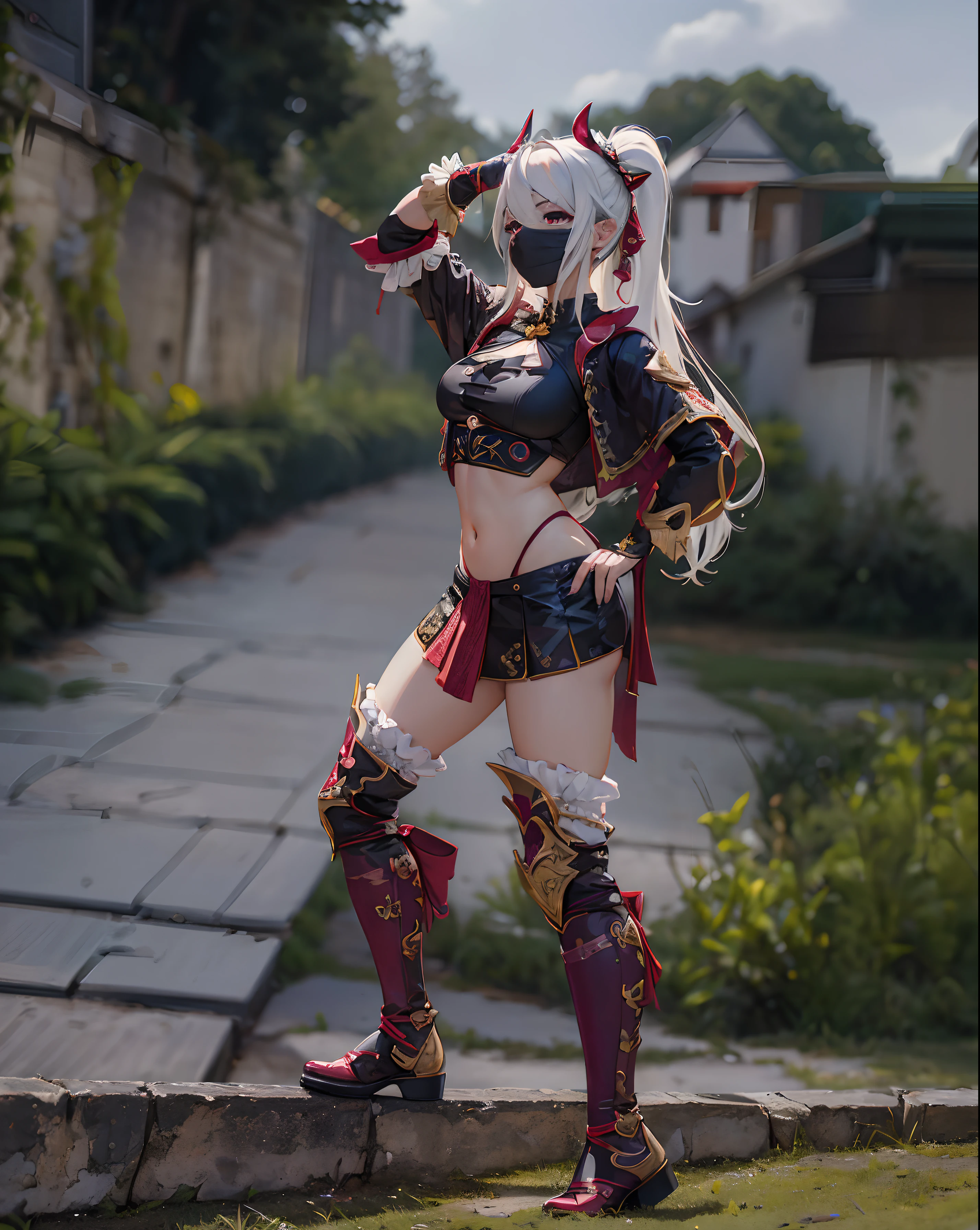 Around fifty-year-old man posing against a wall in costume and boots, ornate Cosplay, Cosplay photo, Cosplay, Cosplayer, Jongritsu of Genshin, Shot with a Canon 5D MK4, anime Cosplay, Cosplay on black harley queen, Shot with Canon EOS R 6, anime girl Cosplay, portrait ninja gaiden girl, Shot on a Canon 80d,Vibrant colors, girl, masterpiece, Sharp focus, highest quality, Depth of written boundary, Cinema Lighting, Multicolored Hair, Gray Hair((masterpiece)),((highest quality)),((Super detailed)),(8k),((wallpaper)),((Highly detailed CG)),(RAW Photos:1.2),beautiful,Perfect hands, Fine hand, Nice hands,Adding details to the eyes,Prioritize eye quality,eye improvement,Very fine grain