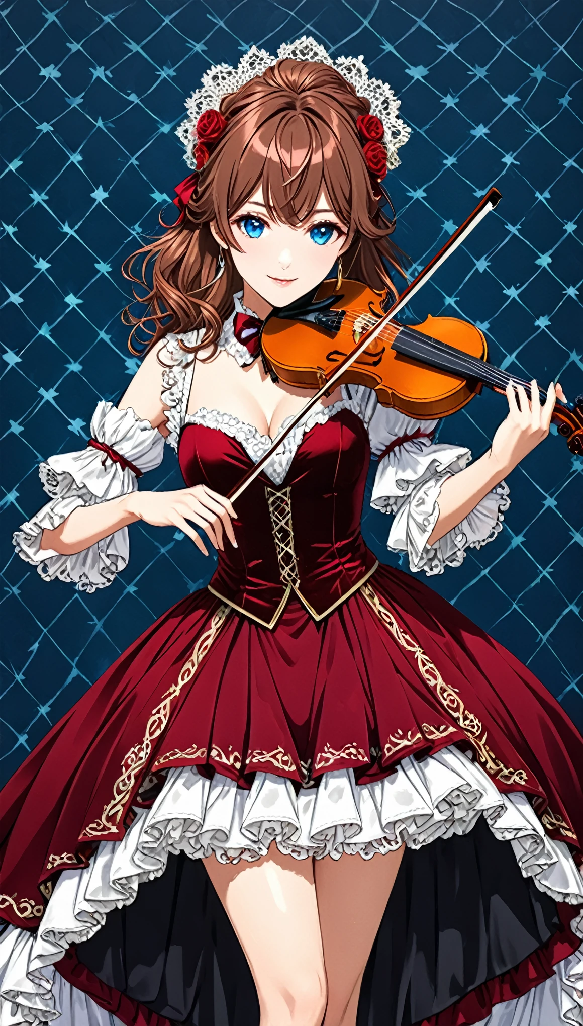 ((mediumaquamarine:0.8) and (rosybrown:1.3) argyle_background:1.1),
BREAK
(rococo:1.1),(Anime line drawing:1.1),1990s \(style\),retro,japanese manga,(dark red velvet and dodgerblue:1.1),Minimalism,(Line Art:1.1),sketch,charcoal drawing,
BREAK
Black skull Reaper,playing the violin,(violin:1.1),(bows:1.1),(pulling:1.1),(broken torn cape:1.2),the lines of movement of the wind, (insanely detailed and intricate, hypermaximalist, elegant, ornate, hyper realistic, super detailed:1.1)