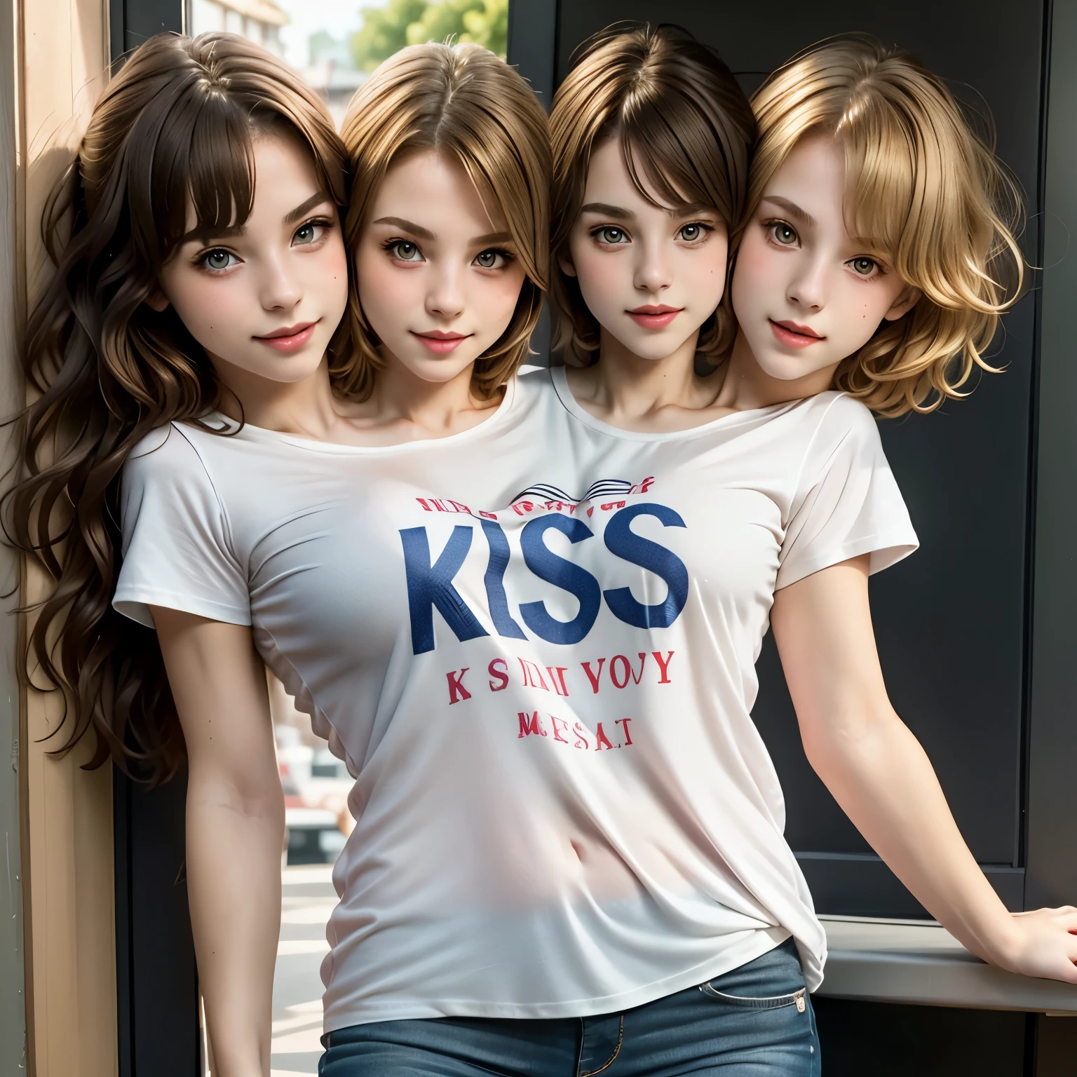 (kiss),best quality, insanely detailed,(1girl and 1boy kissing), sitting, and (1boy:1.4) BLOND HAIR, and 1gir, best quality, ultra detailed, 1girl, standing, golden eyes, bangs,, large , stare, smile,,shirt, sidelocks, solo, (two heads)