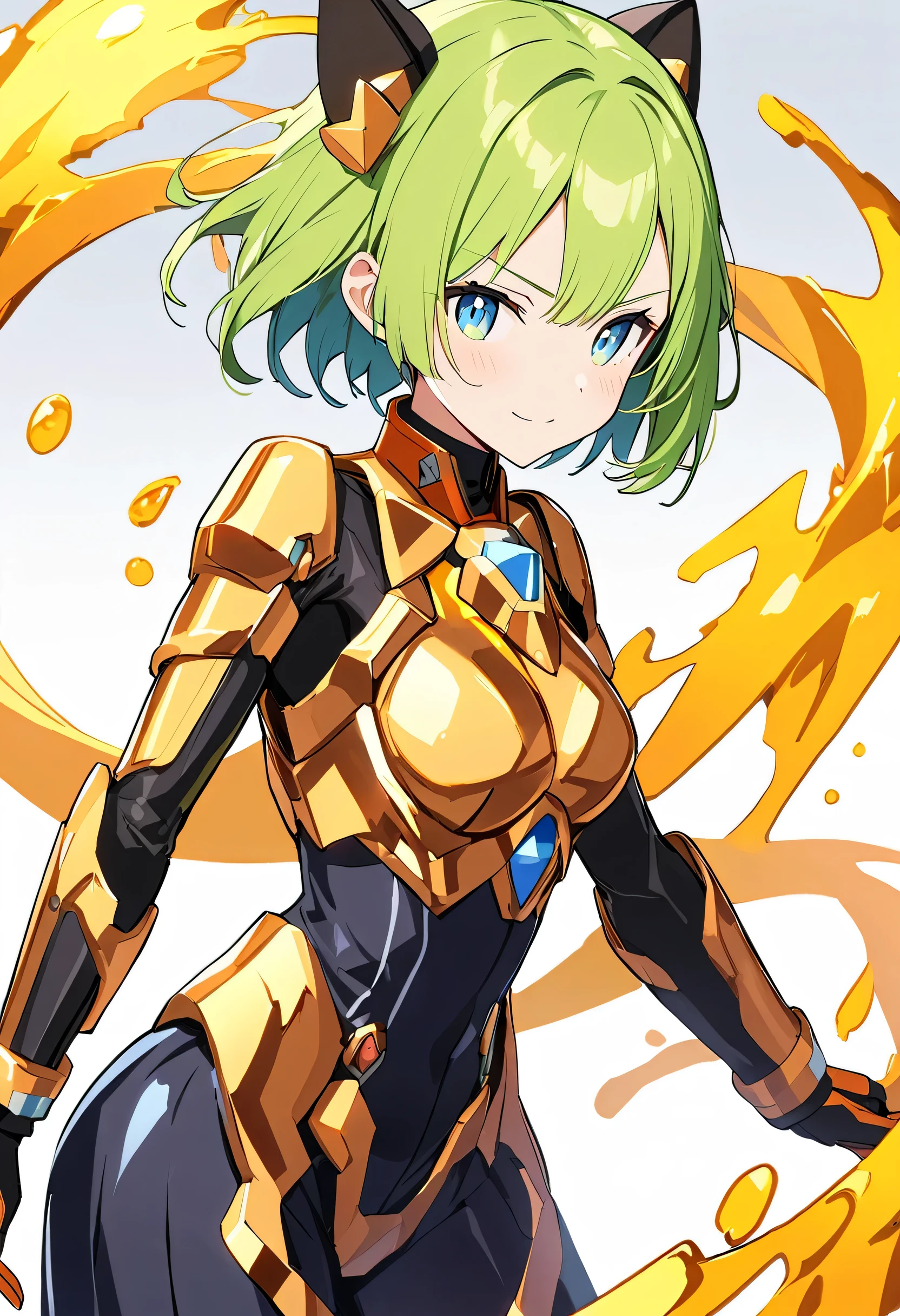 A beautiful girl made of Liquid Metal,1girl, deltamon_beta, solo,