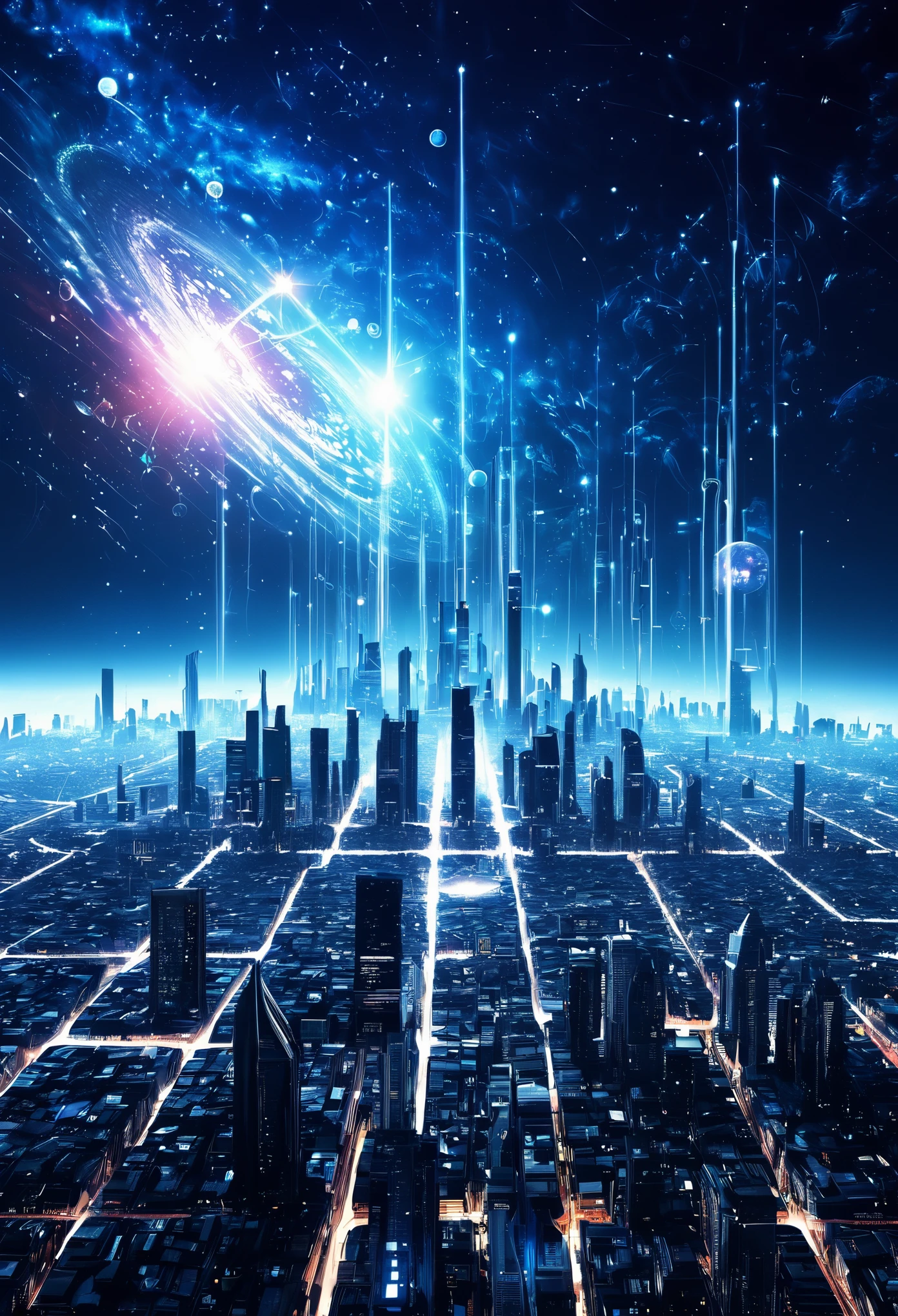 futuristic city, universe, technology, magic, Reality,