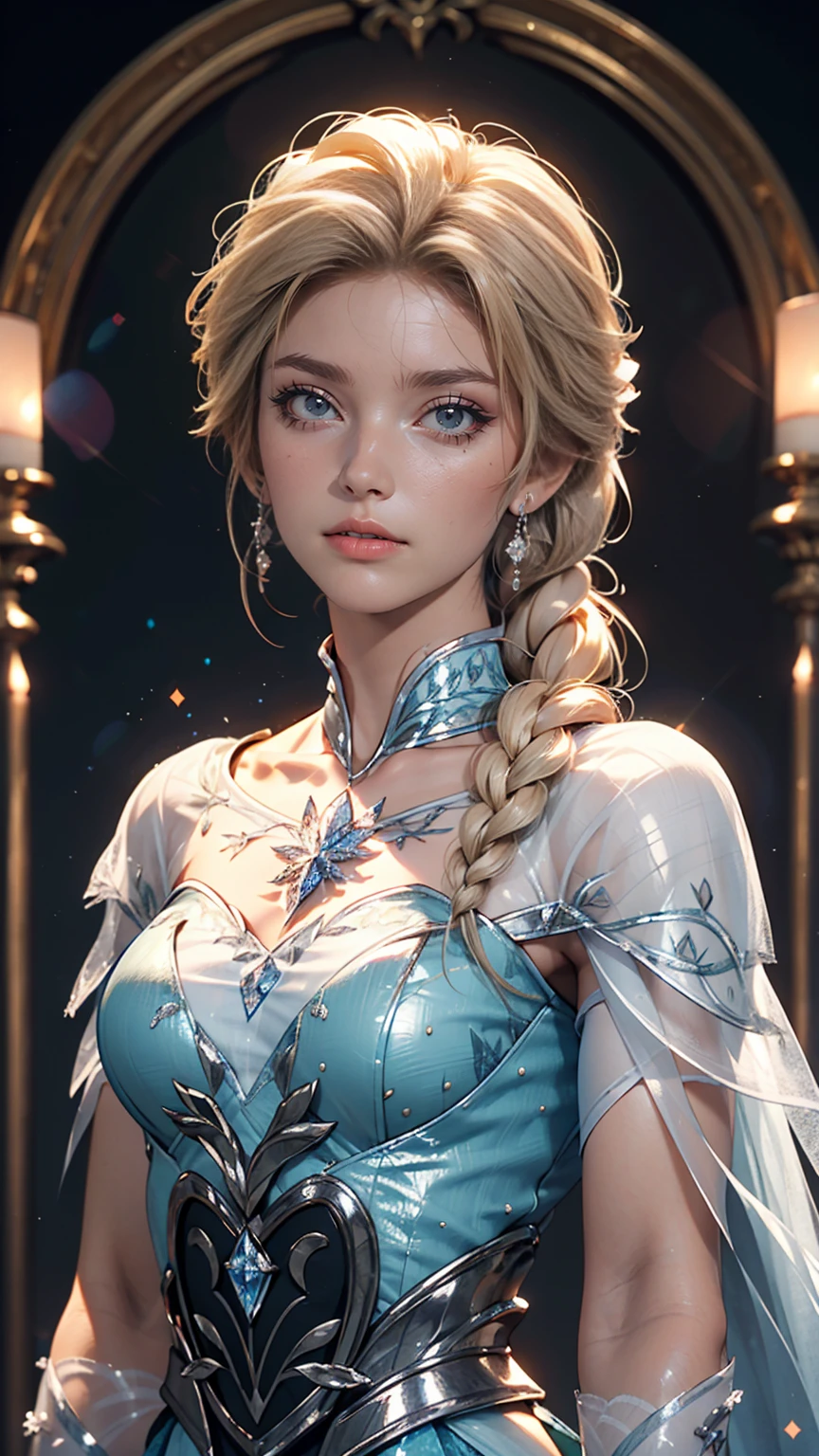 highest quality, masterpiece), One girl, Upper Body, Looking at the audience, frozen, Elsa, White Background