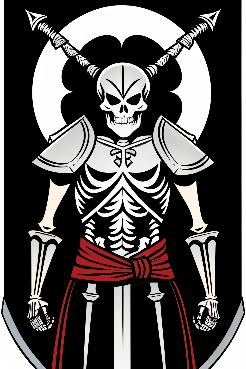A skeleton warrior who attacks you with sword and shield he smiles