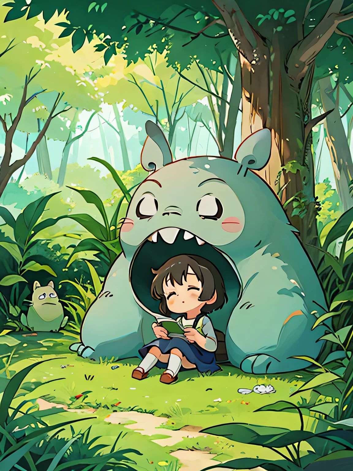 hayao Miyazaki、Kawaii Design, most beautiful girl ever、Chibi, afternoon nap、Totoro Forest