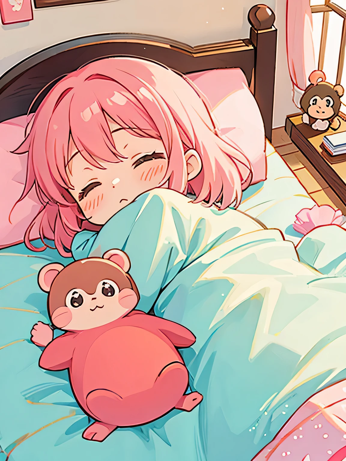 Momoko Sakura style、Kawaii Design, most beautiful girl ever、Chibi, afternoon nap、monkey, Cute bedroom for girls