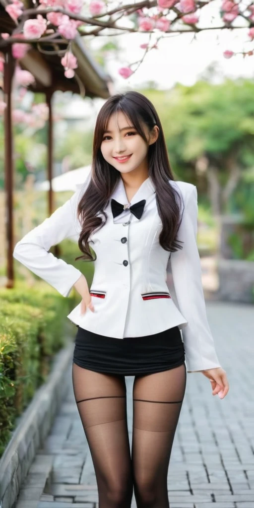 ((64k,super highest quality,Ultra-high resolution,masterpiece,Realistic,Realistic,Very detailed)),Young, adorable, cute and beautiful 16 year old〜20 year old girl,((Seamless Ultra-thin All-through Pantyhose,Ultra-thin seamless pantyhose, sexy, all-through, beautiful legs, tights, stockings, sheer, pantyhose, ladies)),Full body photo,Full body angle,Esbian all over,Baby Face,single eyelid,Long legs,Thin legs,Thin thighs,Beautiful hands and feet,chest,Cute smile,Adorable smile,nice smile,Rose garden in the background,Long Straight Hair,Iris,Black Hair,A cute and beautiful Japanese girl who still retains her youthful charm,With a young body,Slim waist,((High School Girl Blazer,Super-sexy mini skirt dress,Super mini dress,)),With a young face