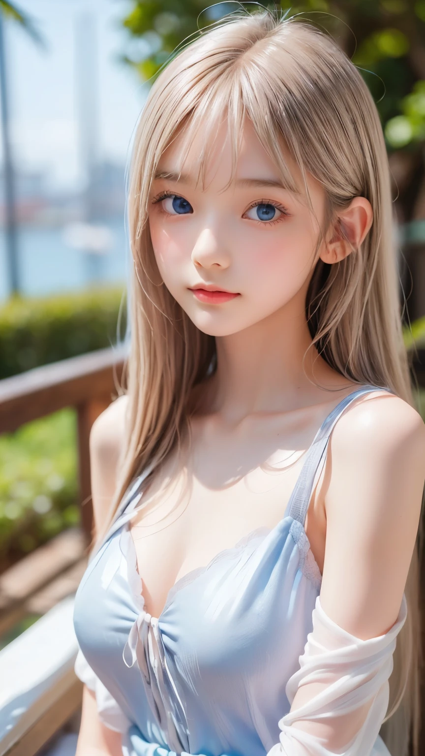 ((sfw: 1.4)), ((detailed face,  professional photography)), ((sfw, Beautiful white glowing skin, incomparable beauty, bright, fresh, gentle expression, perfect beautiful beautiful cute face, shiny platinum blonde silk super long straight hair, beautiful shiny bangs, eyeliner, big clear sky blue eyes,, 1 Girl)), Ultra High Resolution, (Realistic: 1.4), RAW Photo, Best Quality, (Photorealistic Stick), Focus, Soft Light, (()), (( (young face))), (surface), (depth of field), masterpiece, (realistic), woman, bangs, ((1 girl))