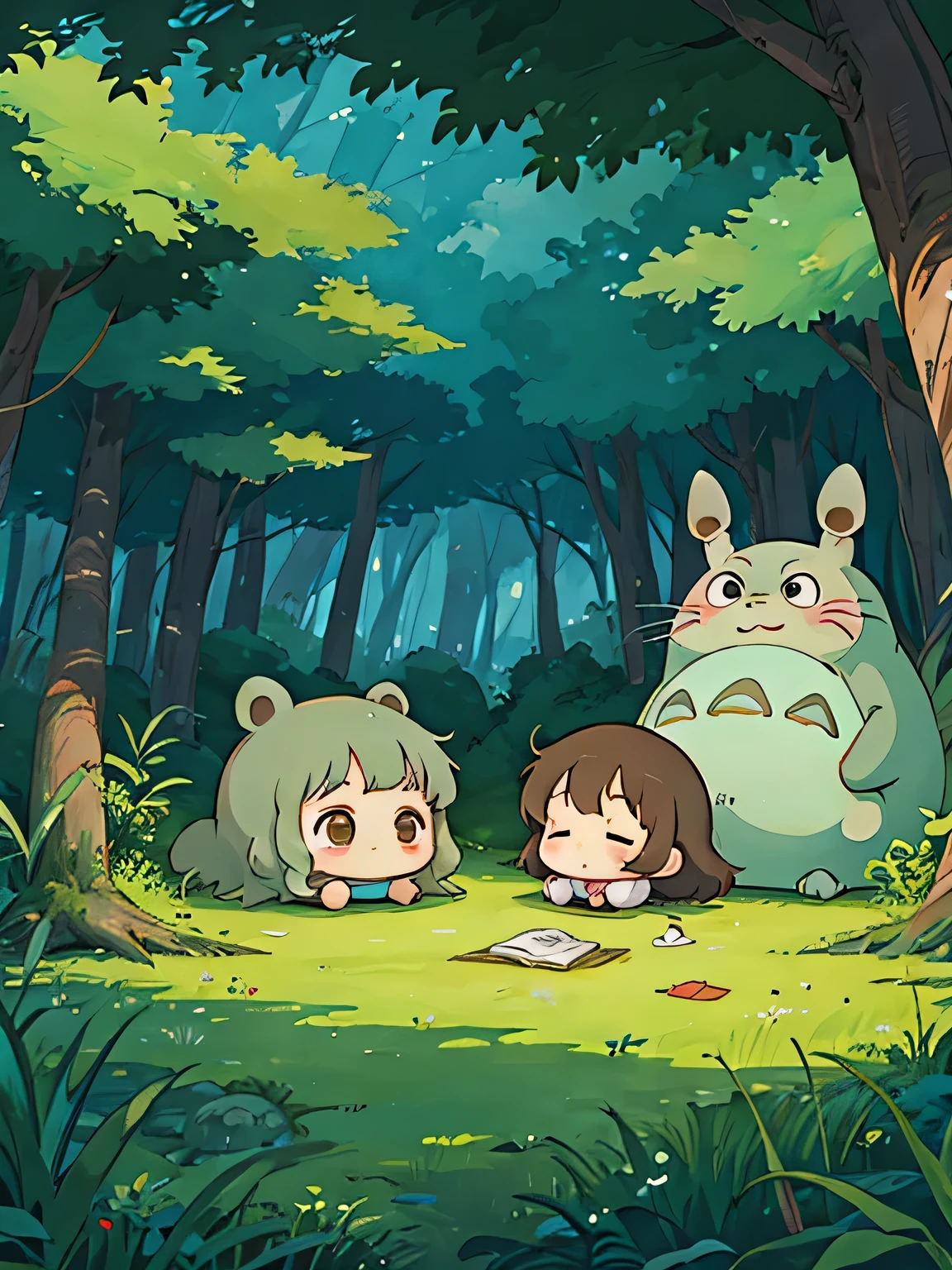 hayao Miyazaki、Kawaii Design, most beautiful girl ever、Chibi, afternoon nap、Totoro Forest