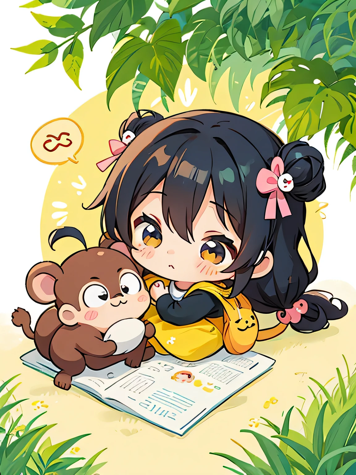 Tiv Style, Kawaii Design, The most beautiful girl of all time、Chibi, cute monkey, afternoon nap