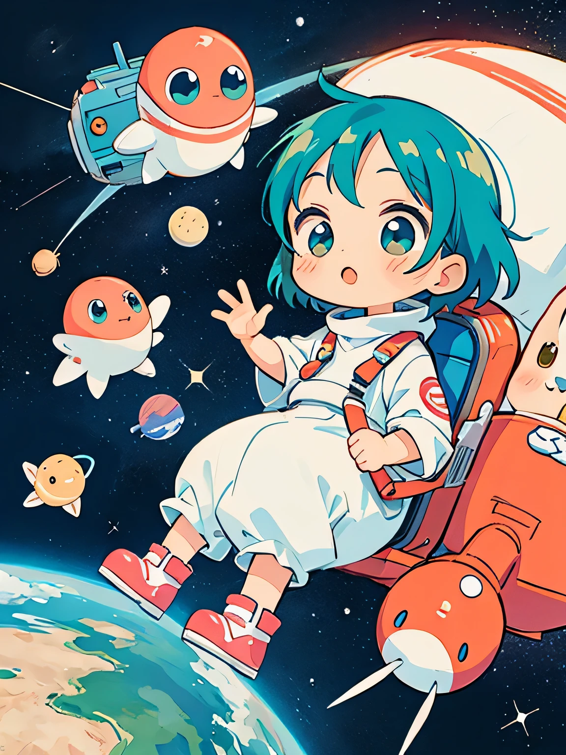 Fujio Akatsuka Style, Kawaii Design, most beautiful girl ever、Chibi, Space Travel, Cute Martian
