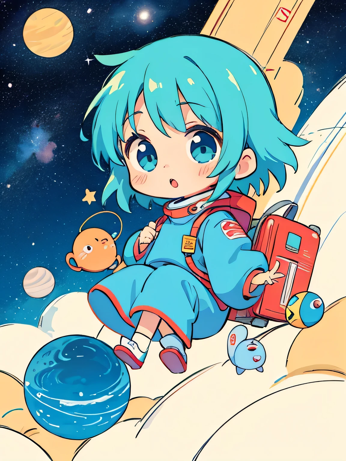 Fujio Akatsuka Style, Kawaii Design, most beautiful girl ever、Chibi, Space Travel, Cute Martian