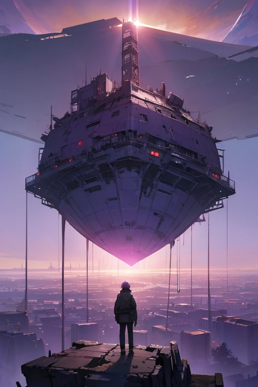highest quality、Desolate Earth、wreckage、Purple Sky、Surrealism
