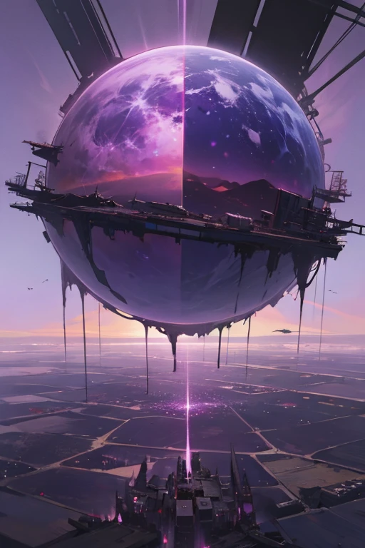 highest quality、Desolate Earth、wreckage、Purple Sky、Surrealism