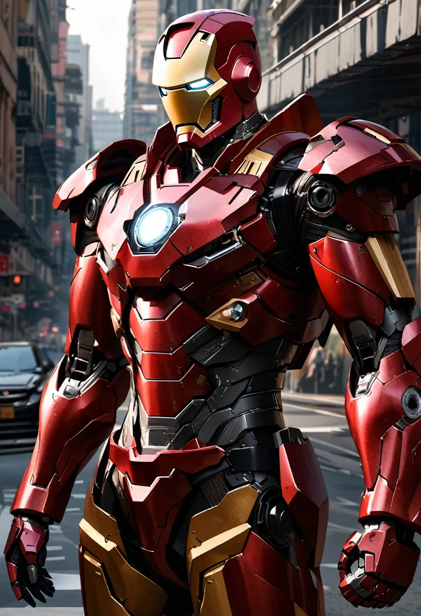 Iron Man is realistic, enlarged and clear, without too many complicated lines. The Mark X armor is black and has cannons on the shoulders. The helmet is gray.