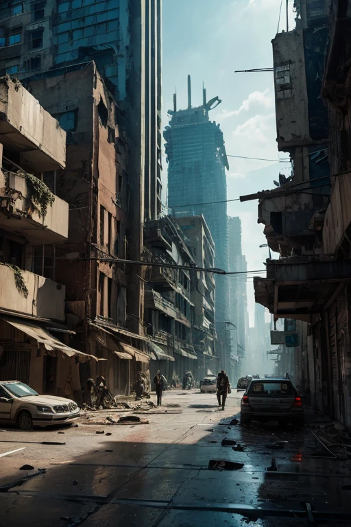 highest quality、A ruined futuristic city、dim、Surrealism