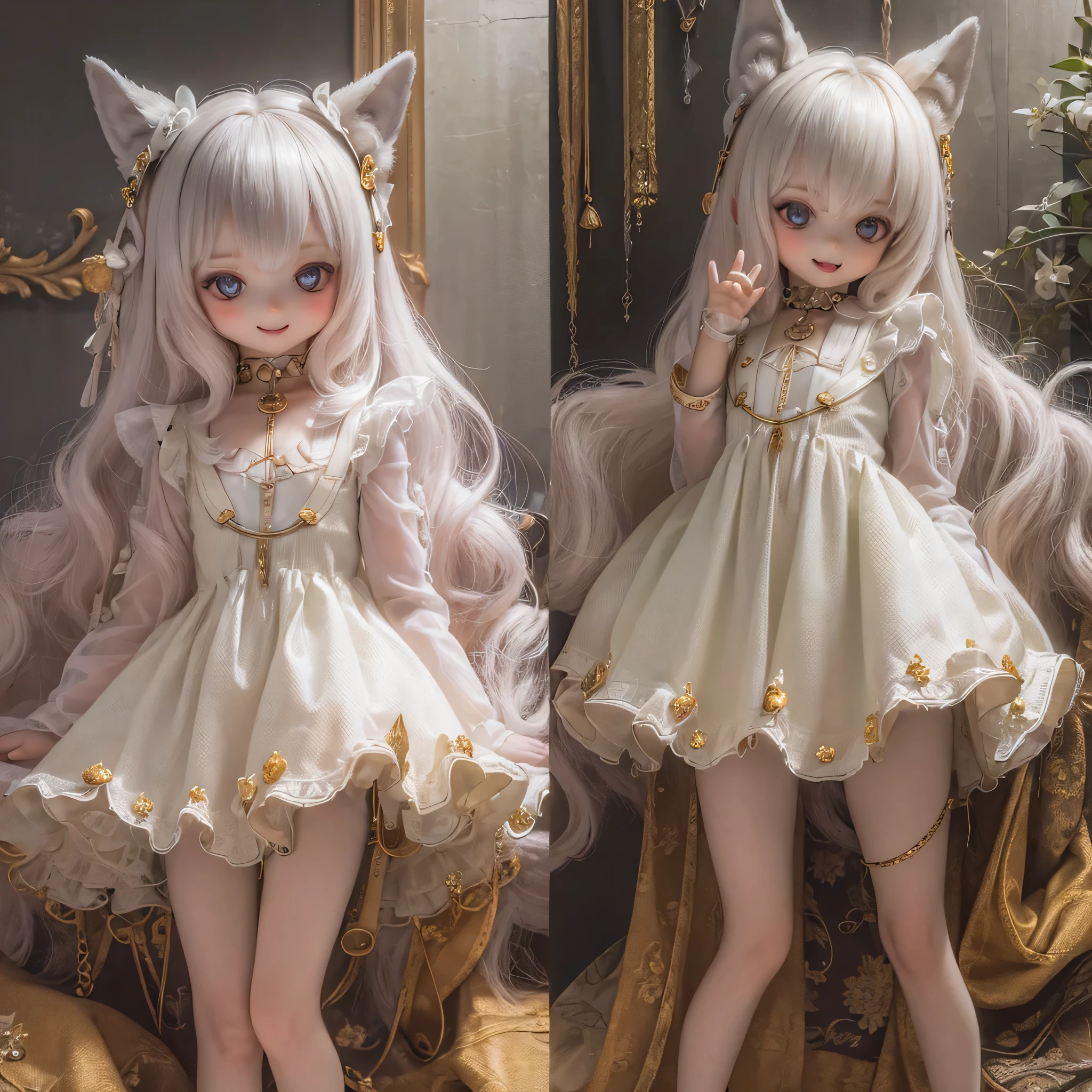 (highest quality, High resolution, Realistic:1.37),Very detailed, Beautiful details,Beautiful lip detail,Very detailed目と顔,Long eyelashes,One Girl,Portraiture,Sharp focus,Vibrant colors,Soft lighting,Fenrir Girls,Fantasy elements,Snow Scene,ice magic,Flowing hair,Heavenly beauty(((((whole body)))))(((((Princess Dress)))))cute  yo  cute  whole body  (((Cute pose)))(((((((ch)))))(((pretty girl)))flat chest shoesタイツ contrapposto、Smiling in a short dress