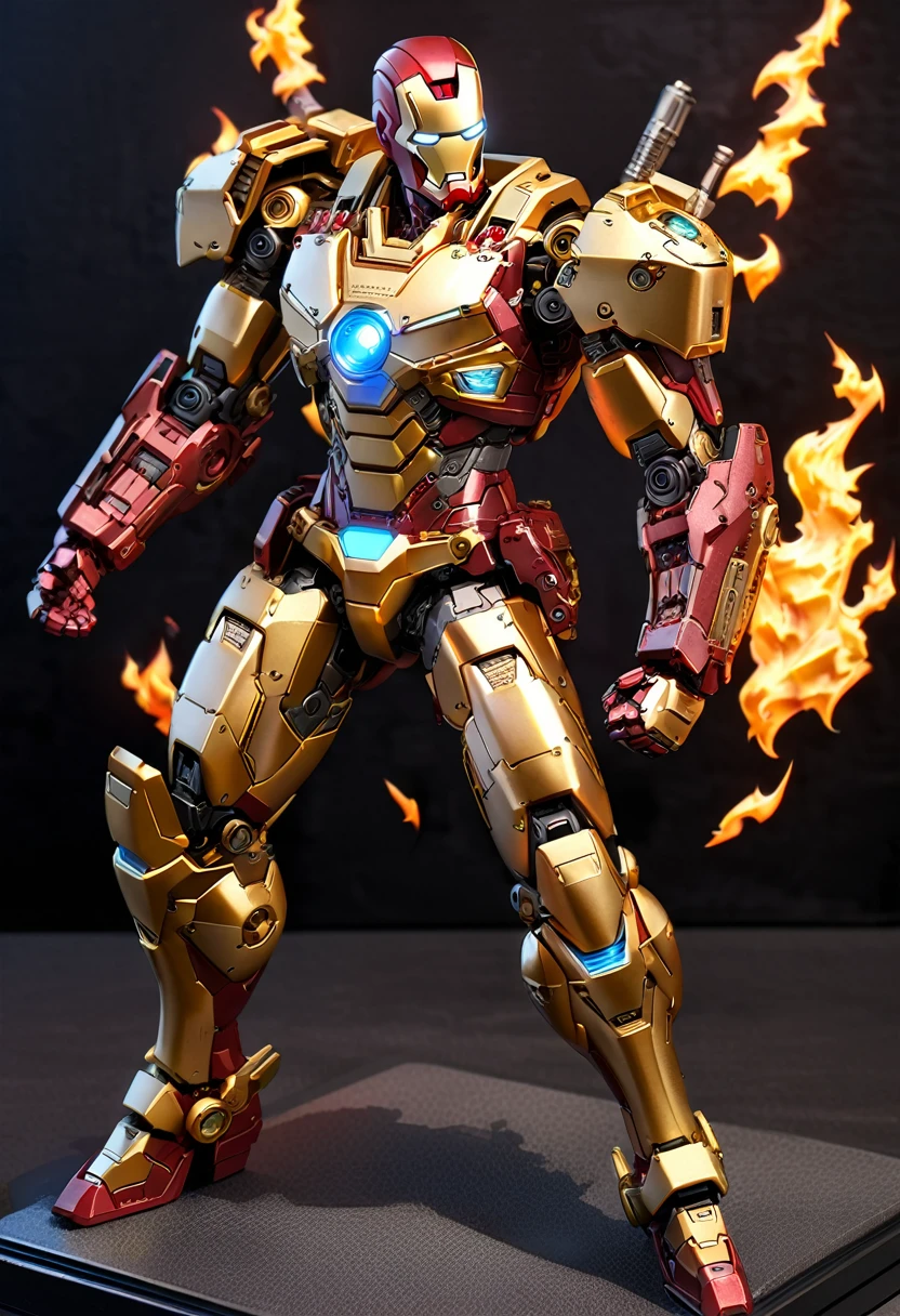 iron man 3 hot toys 1 / 6 scale Iron Man Mark Iron Man figure, steampunk iron man, Battle damaged Iron Man suit, cyberpunk iron man, Delicate metal armor, metallic bronze skin, Boston Celtics Ironman Suit, Complex robot armor, Brown heavy metal armor, black and golden armor, intricate etched armor, Complete Borg Ultra Detailed, Cybernetic Flame Armor