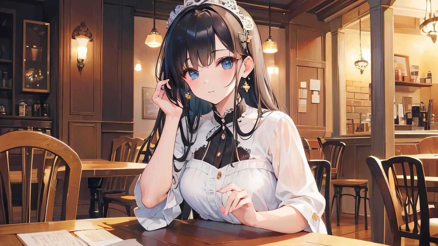((highest quality)), ((masterpiece)), (detailed),beautiful girl,Jazz,Cafe