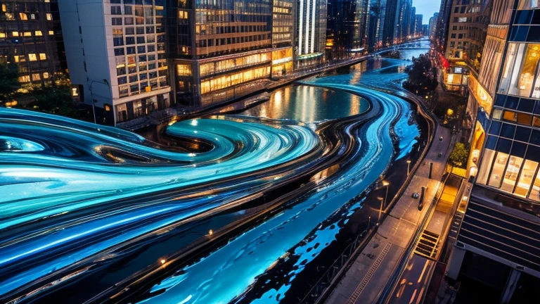 ((Liquid Metal)), (((Fluid))), (((fluid))), Cityscape, Gloss, Melting, (wonder), metallic