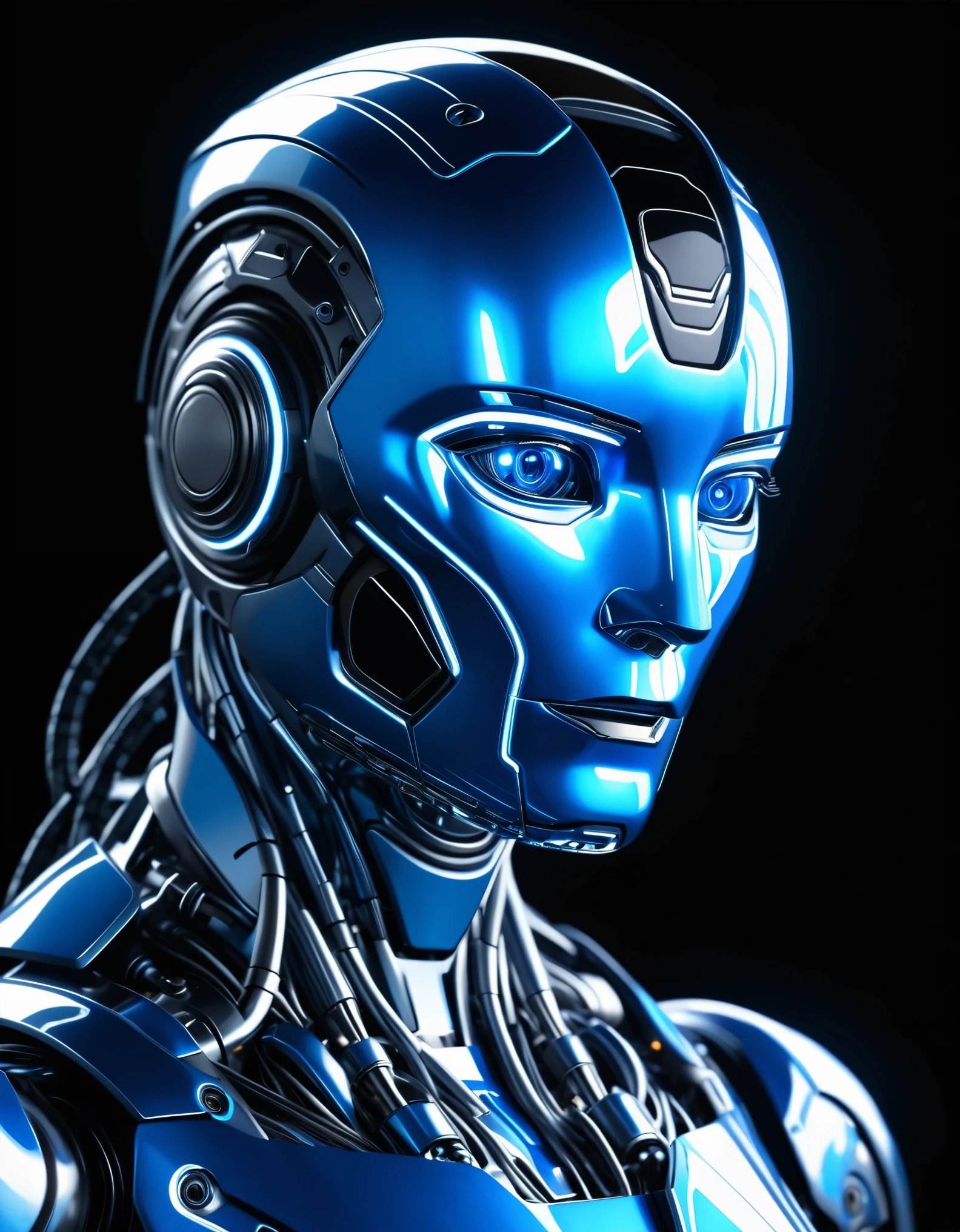 A ((liquid metal)) robot, highly detailed and photorealistic, metallic sheen, complex mechanical structure, glowing blue circuitry, futuristic, cinematic lighting, 8k, hyperrealistic, dynamic pose, intricate machinery, chrome reflections, advanced technology