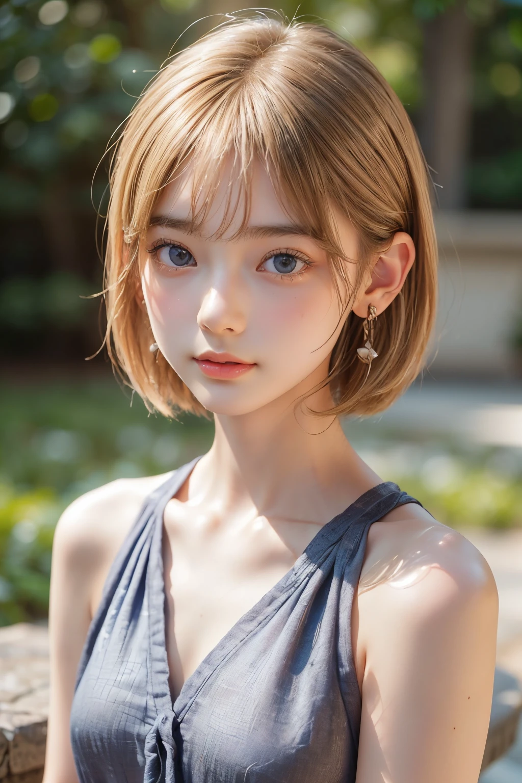 ((sfw: 1.4)), ((detailed face,  professional photography)), ((sfw, extra short hair, sidelocks-hair, earrings, 1 Girl)), Ultra High Resolution, (Realistic: 1.4), RAW Photo, Best Quality, (Photorealistic Stick), Focus, Soft Light, (()), ((blonde silk  hair)), (( (young face))), (surface), (depth of field), masterpiece, (realistic), woman, bangs, ((1 girl))