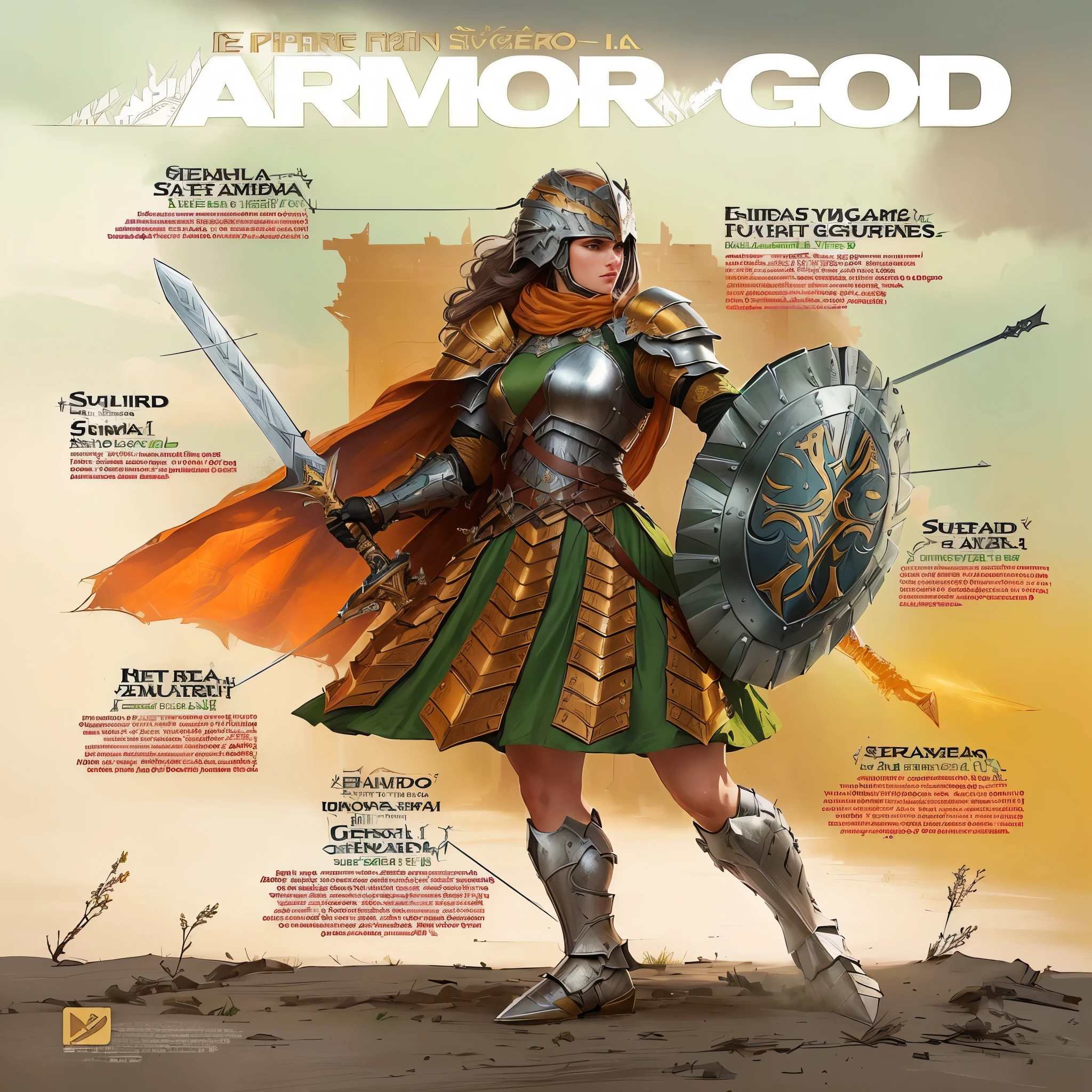 a poster of a woman in armor with a sword and shield, vestido com uma antiga armadura de batalha, guerreira, north guerreira, north adult guerreira, mulher guerreira, fully vestido de armadura, valkyrie style character, vestido de armadura, design de personagem guerreiro, vestido com armadura de batalha, poderoso guerreiro, foto de paladino feminino, personagem guerreiro dnd
