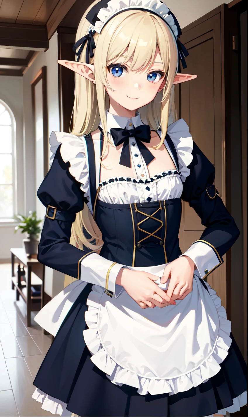 girl、smile、high school student、Elf、Maid、Maidコスチューム、(Small breasts)、Flat Chest、